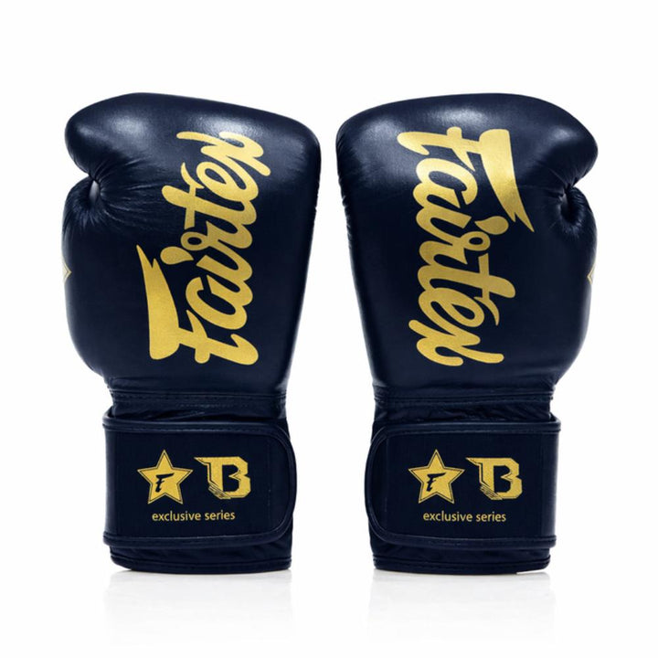 Fairtex x Booster Muay Thai Boxing Gloves - Navy/Gold-Fairtex