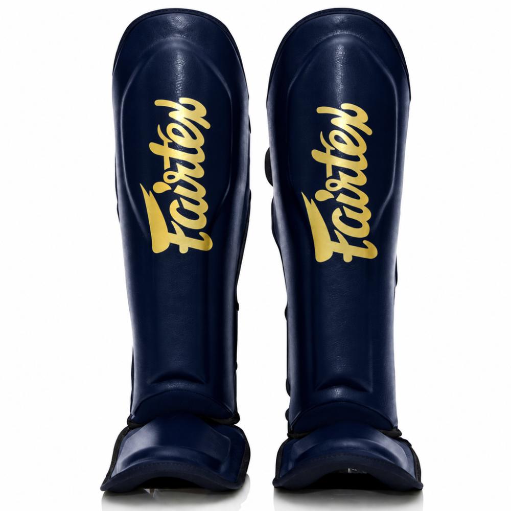 Fairtex x Booster Muay Thai Shin Guards - Navy/Gold-Fairtex