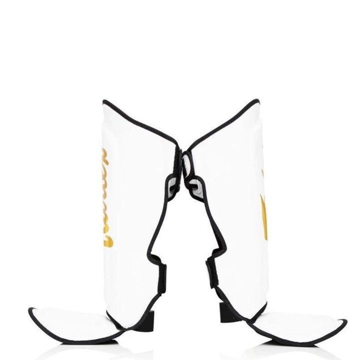 Fairtex X Booster Muay Thai Shin Guards - White/Gold-Fairtex