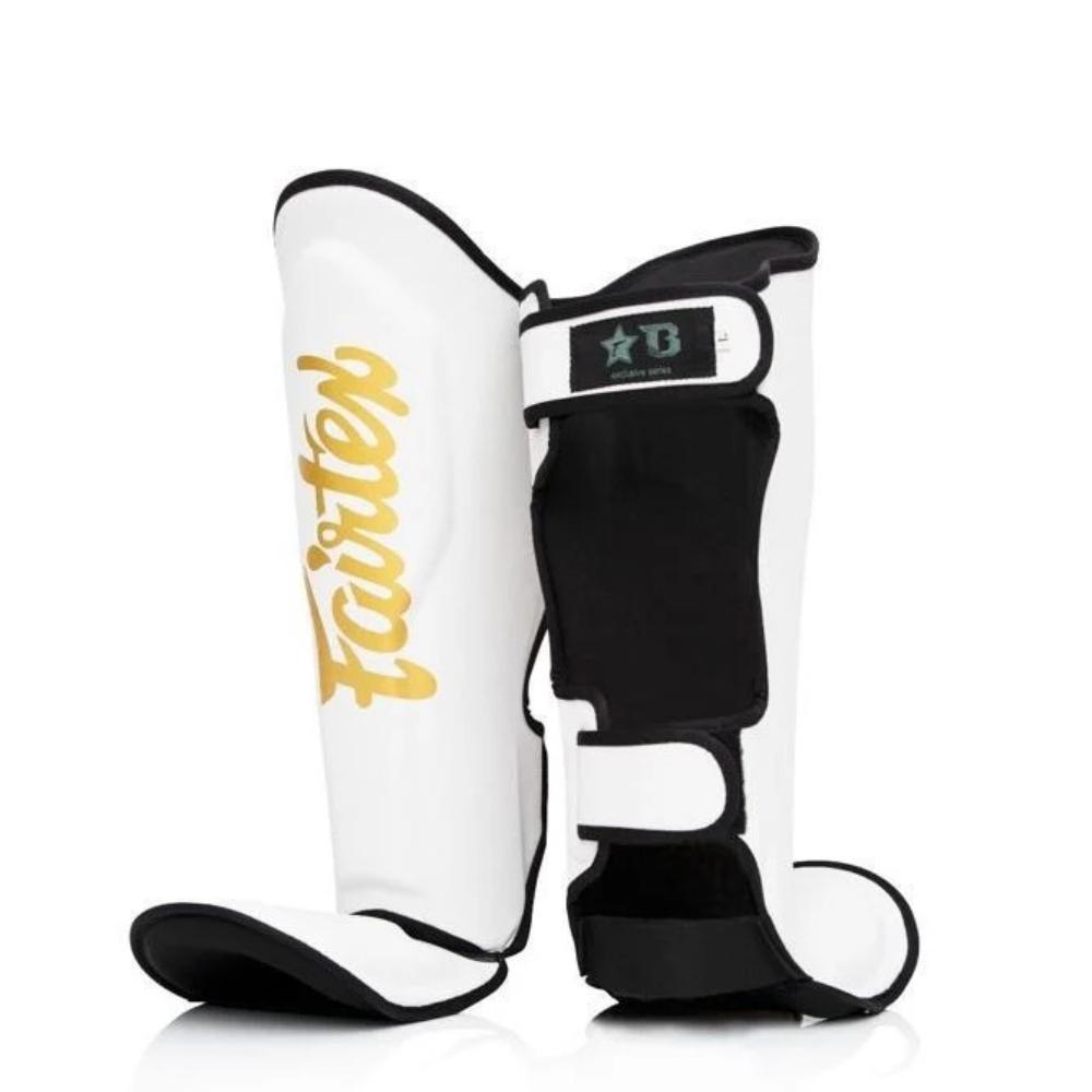 Fairtex X Booster Muay Thai Shin Guards - White/Gold-Fairtex