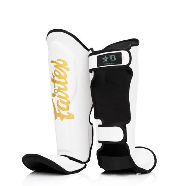 Fairtex X Booster Muay Thai Shin Guards - White/Gold-Fairtex