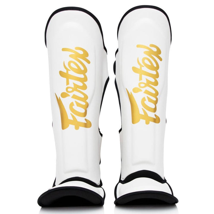 Fairtex x Booster Muay Thai Shin Guards - White/Gold