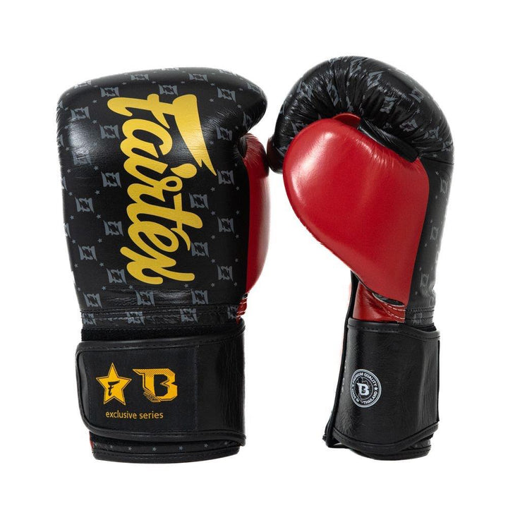 Fairtex X Booster Star Boxing Gloves - Black/Red-Fairtex