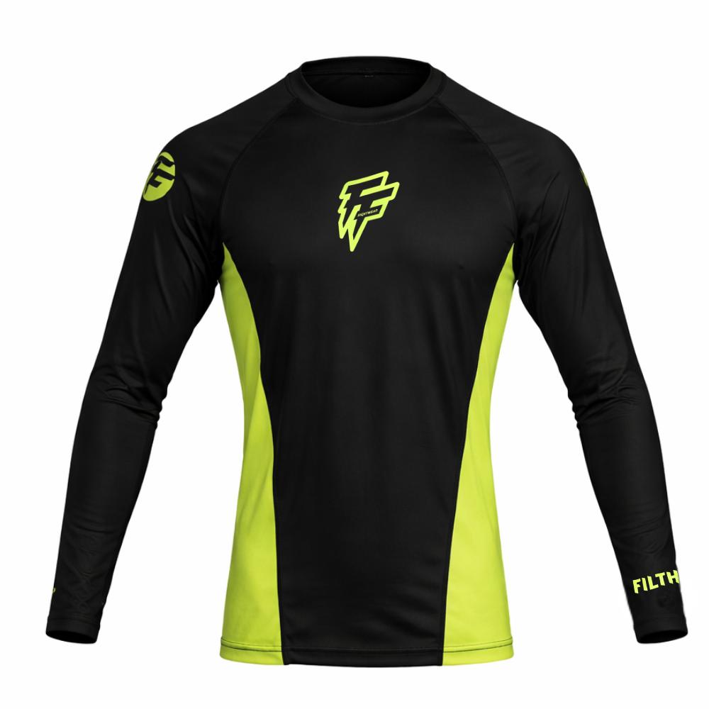 Filthy Few Titan Long Sleeve Rash Guard - Black/Green-Filthy Few