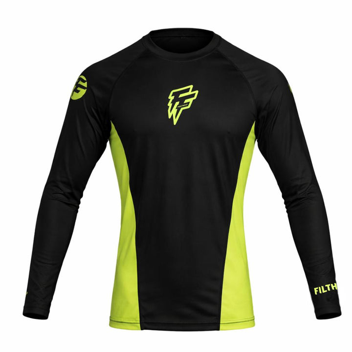 Filthy Few Titan Long Sleeve Rash Guard - Black/Green-Filthy Few