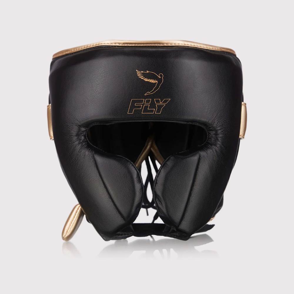 Fly Knight X Head Guard Black/Gold Fight Equipment UK