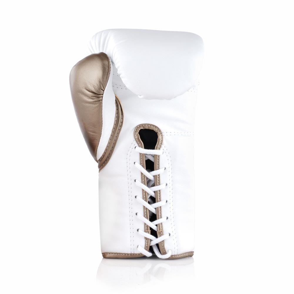 Fly Superlace Boxing Gloves - White/Gold-FEUK