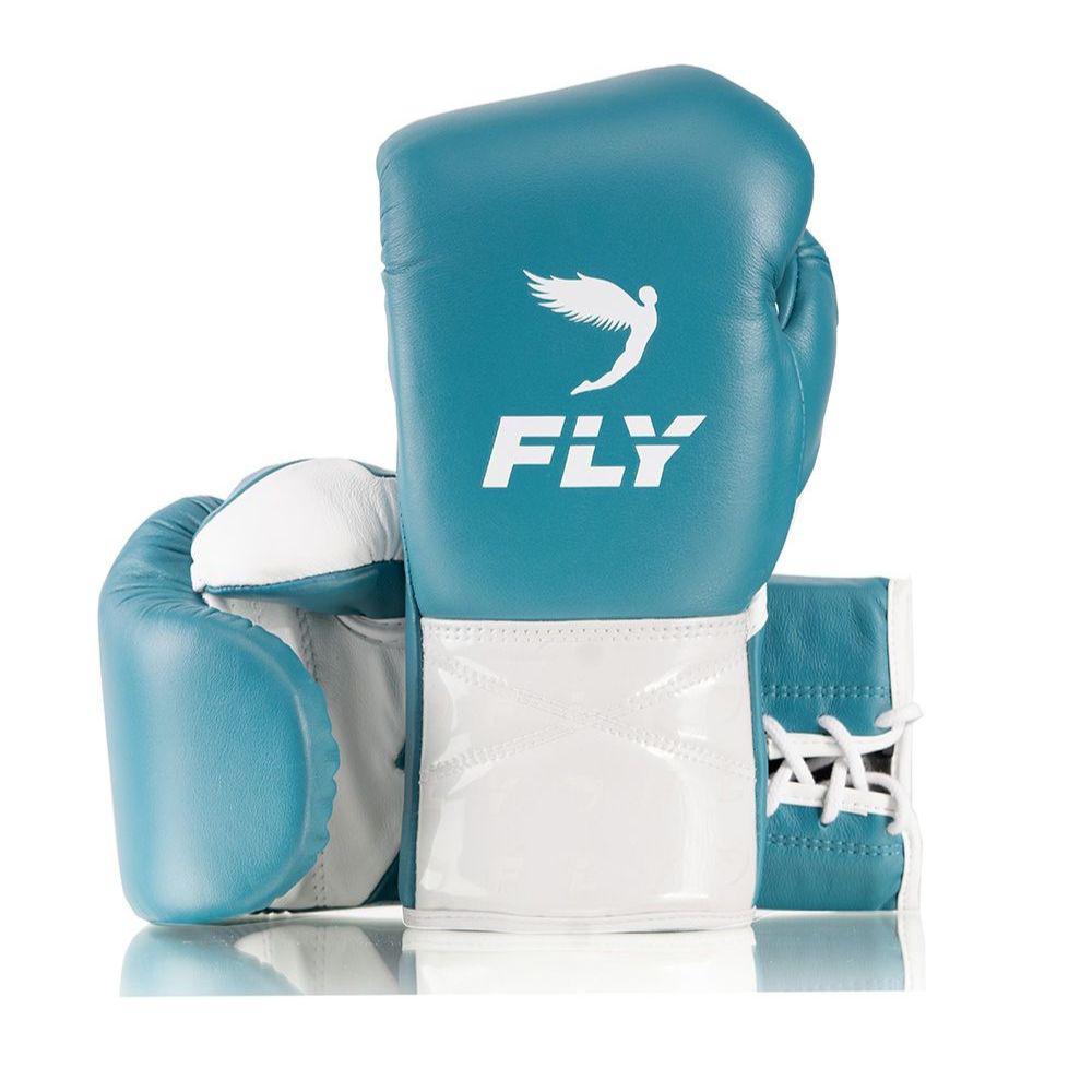 Fly Superlace Lightning Boxing Gloves - Aqua/White