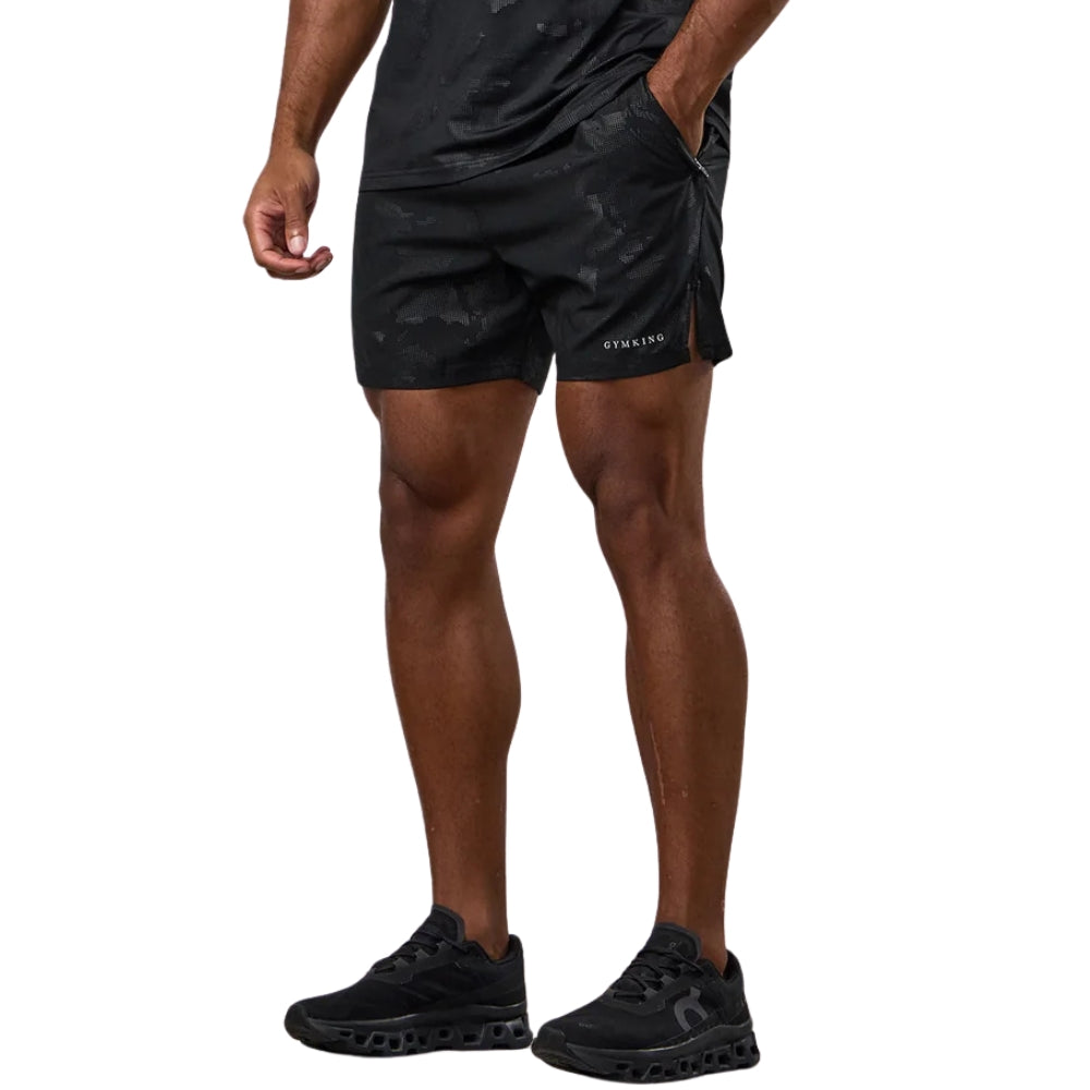 Gym King Debossed Camo Short 5" - Black-Gym King