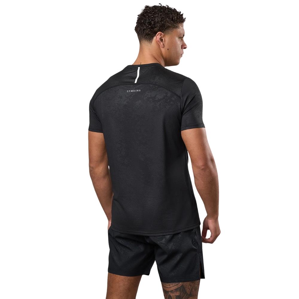 Gym King Debossed Pixel T-Shirt - Black-Gym King