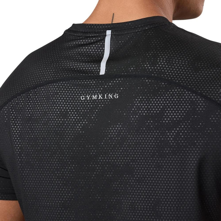 Gym King Debossed Pixel T-Shirt - Black-Gym King