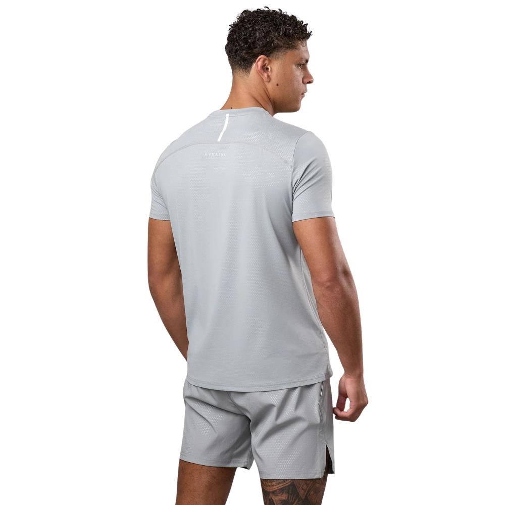 Gym King Debossed Pixel T-Shirt - Grey-Gym King