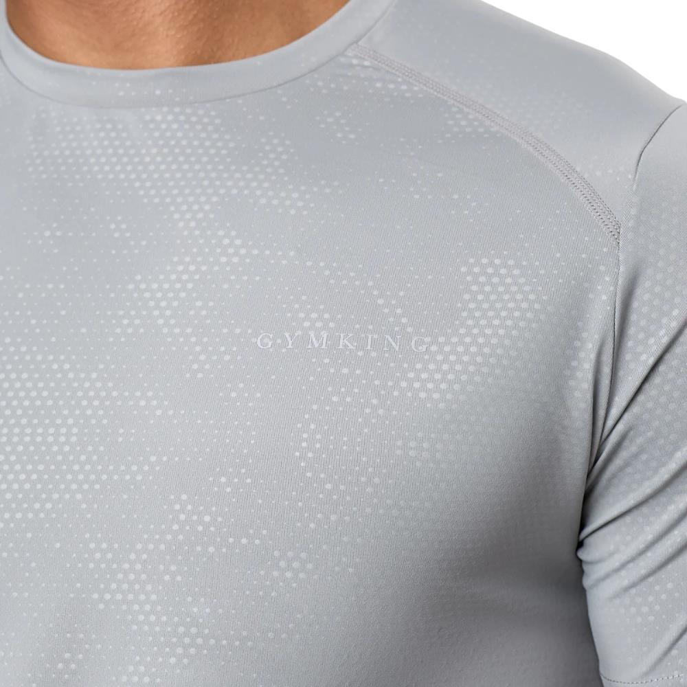 Gym King Debossed Pixel T-Shirt - Grey-Gym King