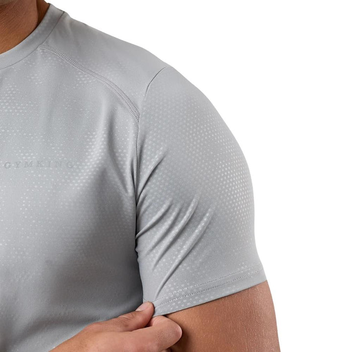 Gym King Debossed Pixel T-Shirt - Grey-Gym King