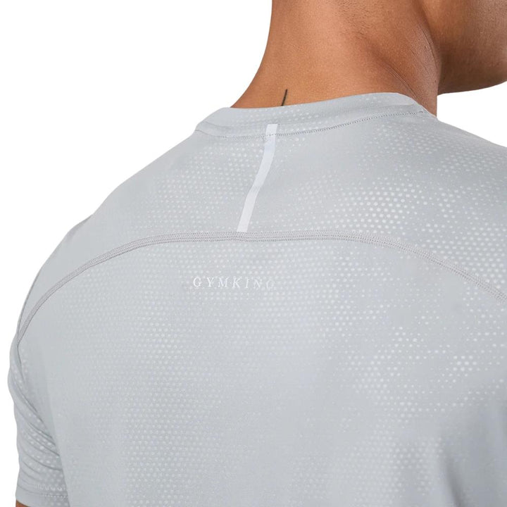 Gym King Debossed Pixel T-Shirt - Grey-Gym King