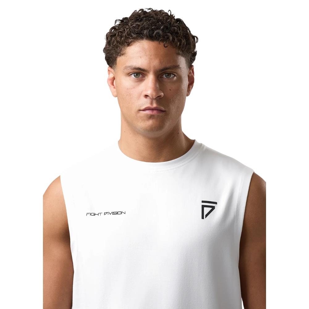 Gym King Fight Division Circle Tank - White-Fight Equipment UK