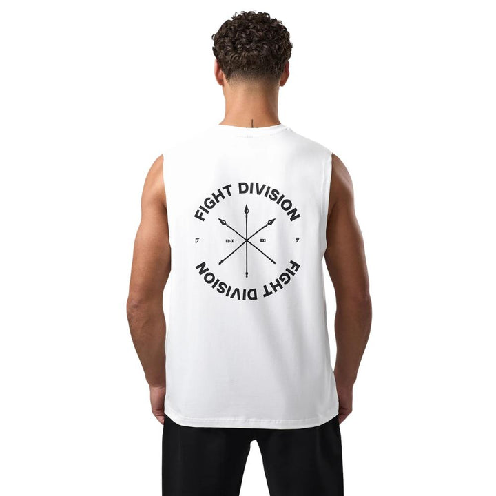 Gym King Fight Division Circle Tank - White-Fight Equipment UK