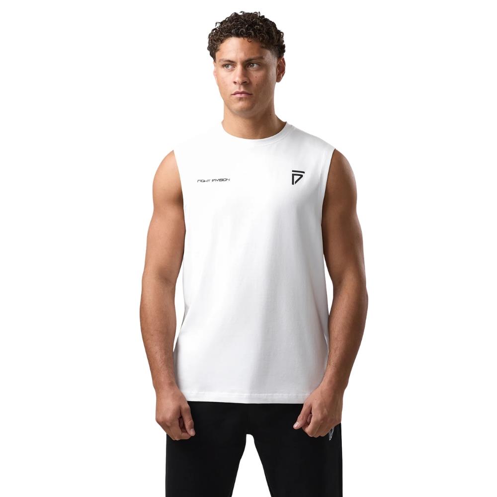 Gym King Fight Division Circle Tank - White-Fight Equipment UK