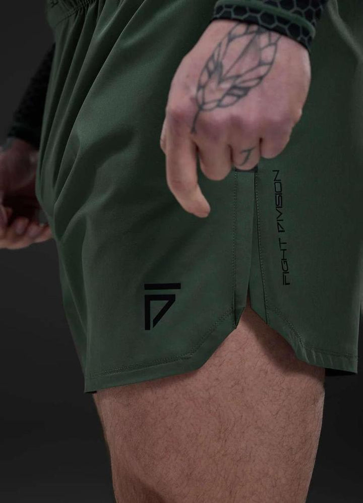 Gym King Fight Division Combat 7" Shorts - Deep Olive-Gym King