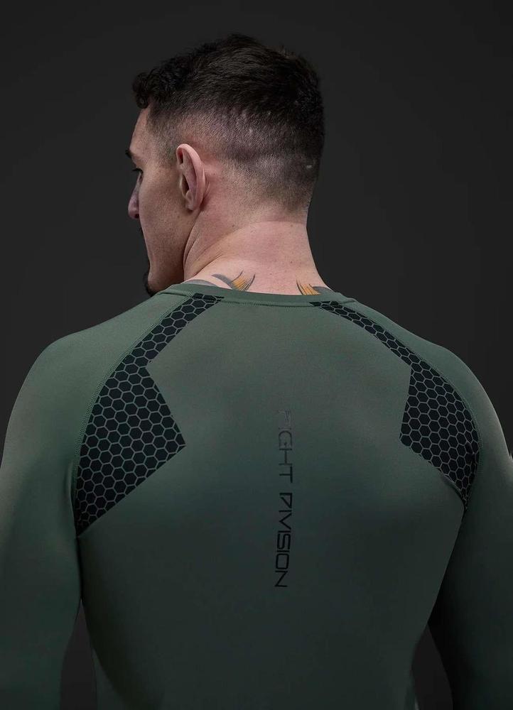Gym King Fight Division Combat Long Sleeve Rash Guard - Deep Olive-Gym King