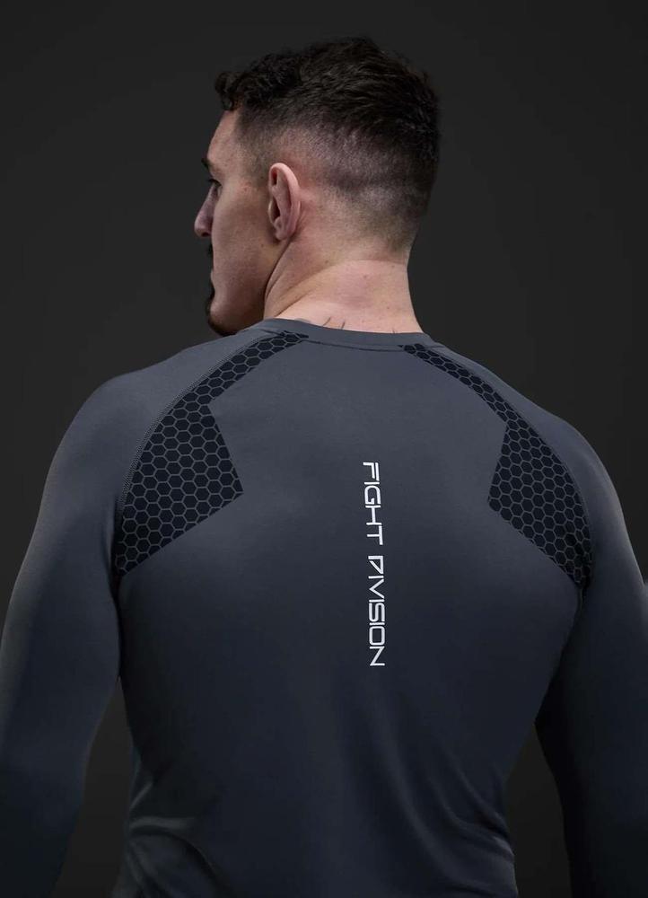 Gym King Fight Division Combat Long Sleeve Rash Guard - Graphite-Gym King