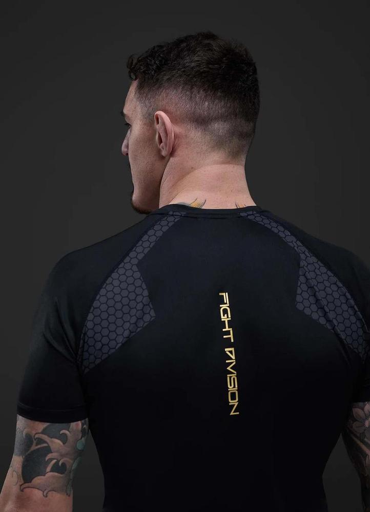 Gym King Fight Division Combat Short Sleeve Rash Guard - Black-Gym King