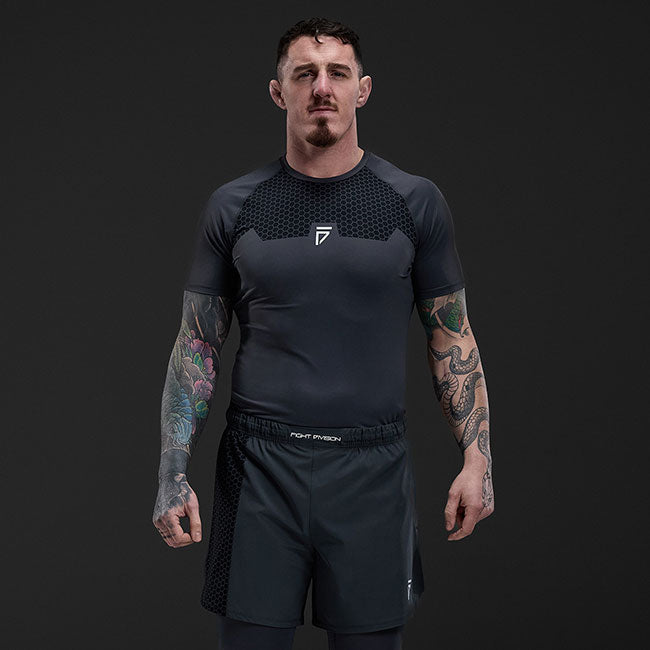 Gym King Fight Division Combat Short Sleeve Rash Guard - Graphite