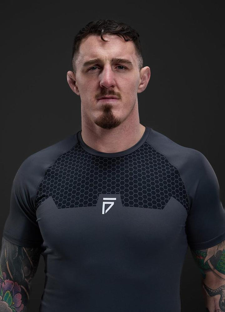Gym King Fight Division Combat Short Sleeve Rash Guard - Graphite