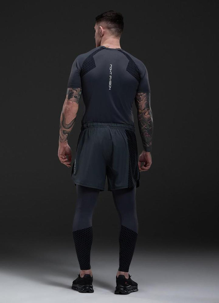 Gym King Fight Division Combat Short Sleeve Rash Guard - Graphite