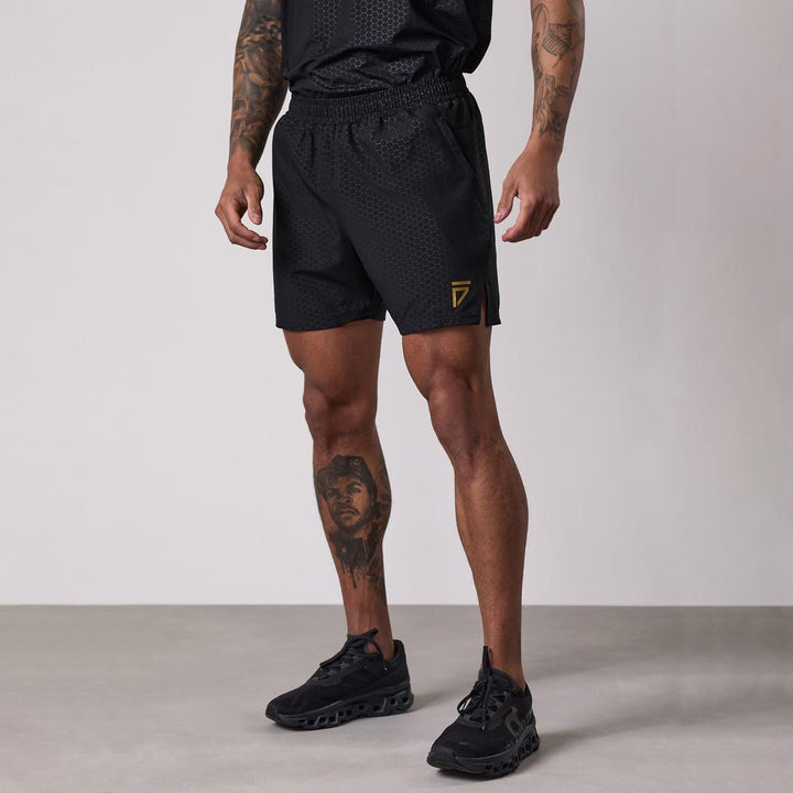 Gym King Fight Division Debossed Training 5" Short - Black/Gold