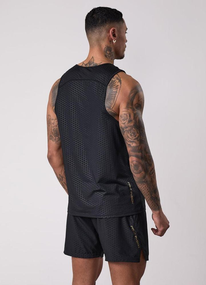 Gym King Fight Division Debossed Training Vest - Black/Gold
