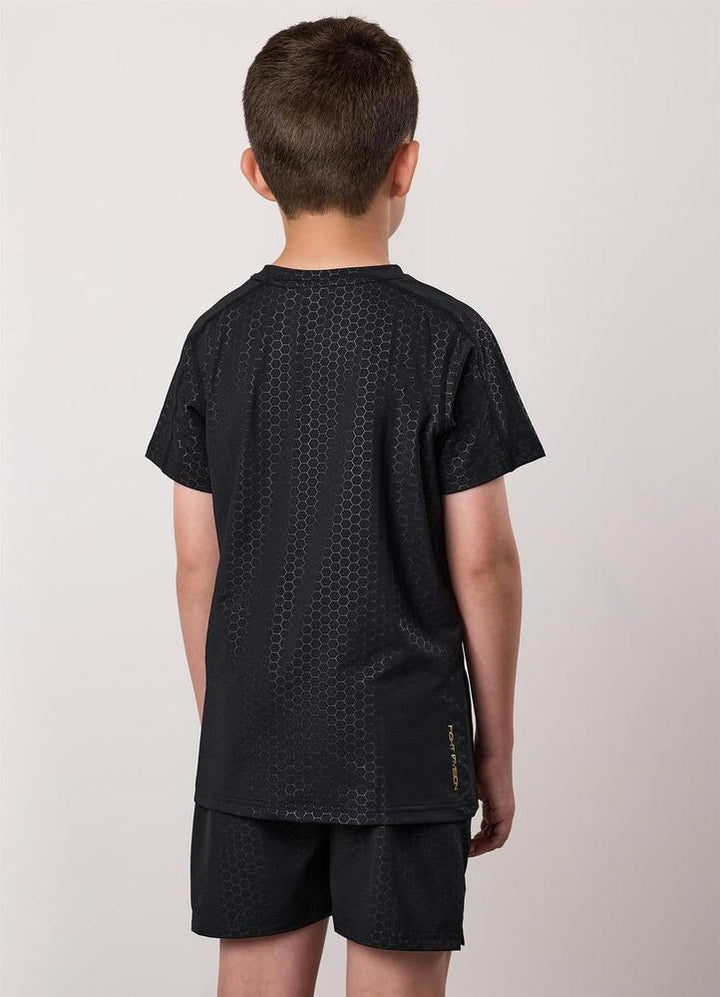 Gym King Fight Division Kids Debossed Training Tee - Black/Gold-Gym King