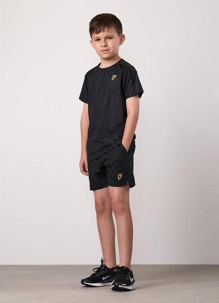 Gym King Fight Division Kids Debossed Training Tee - Black/Gold-Gym King
