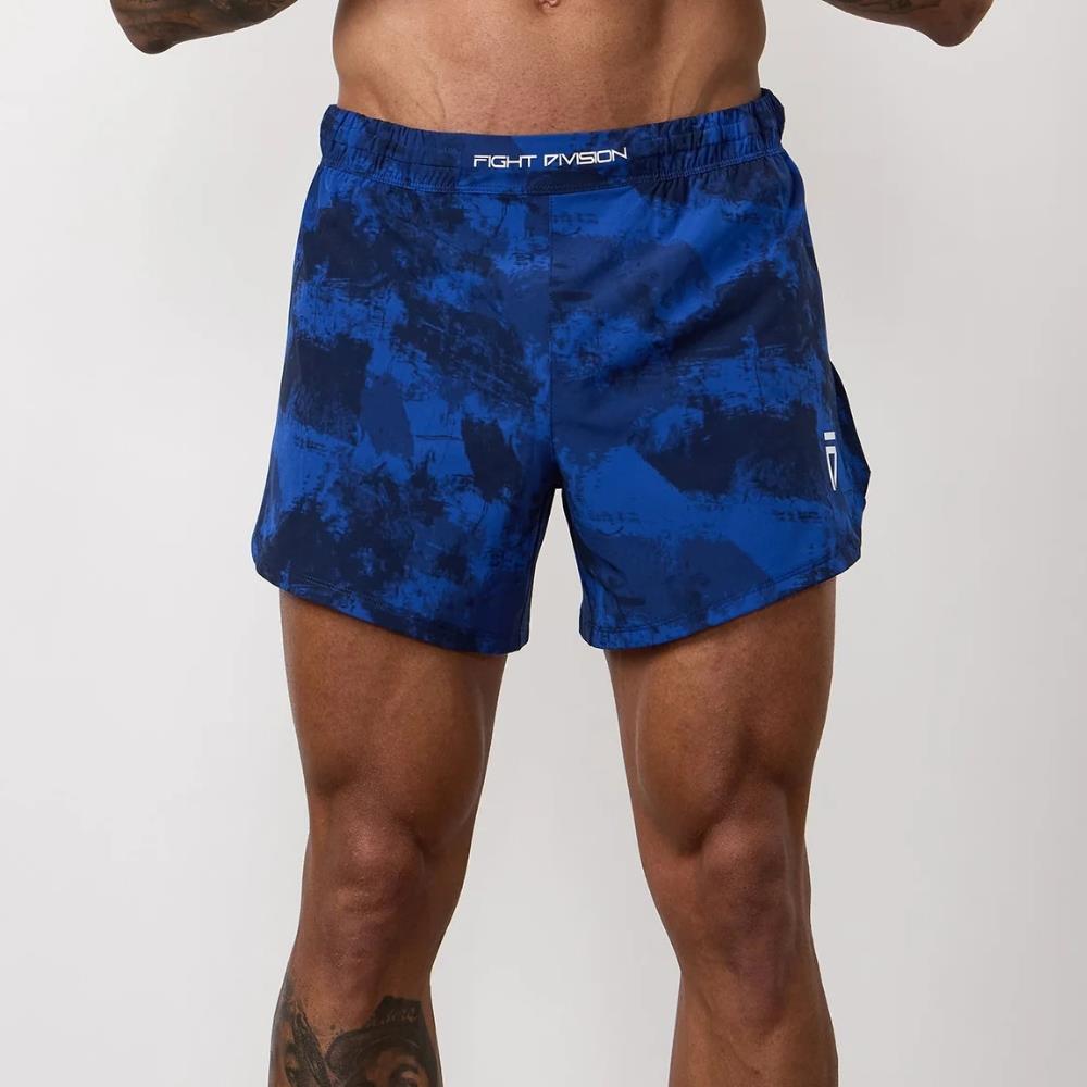 Gym King Fight Division Combat 5" Short - Blue Abstract Print-Gym King