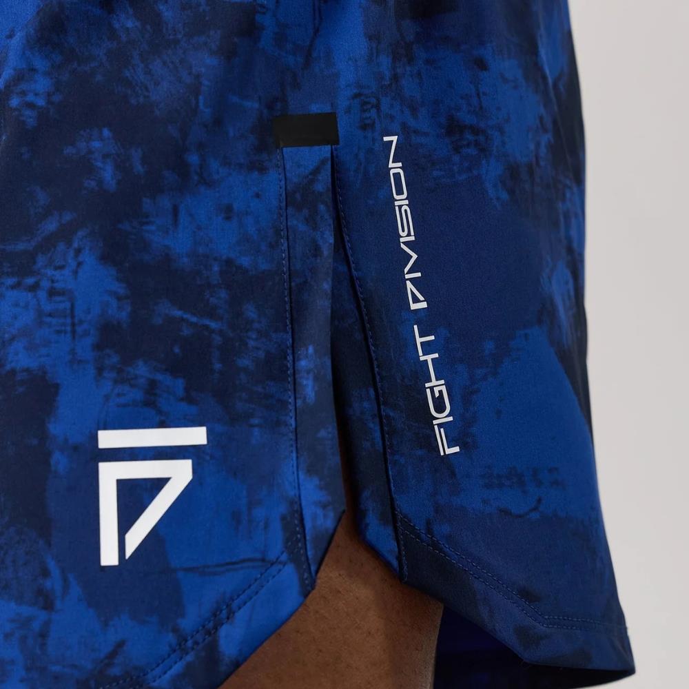 Gym King Fight Division Combat 5" Short - Blue Abstract Print-Gym King