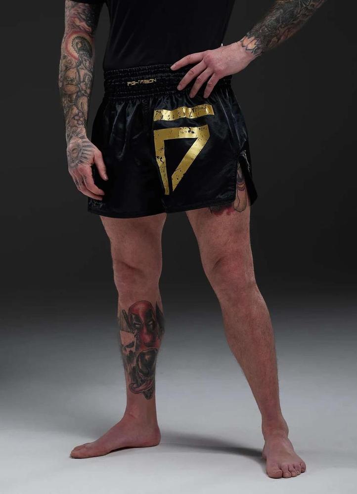 Gym King Fight Division Thai Boxing Short - Black/Gold-Gym King