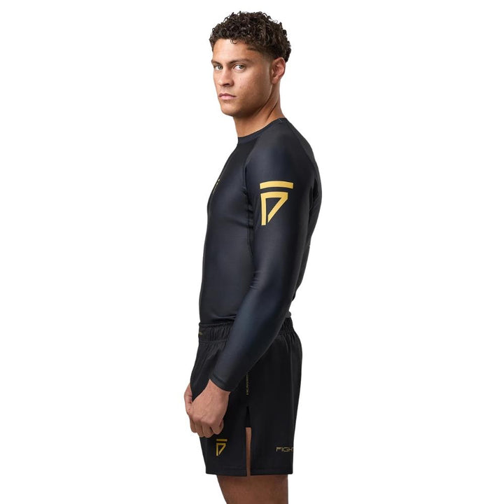 Gym King Sovereign Long Sleeve Rash Guard - Black/Gold-Fight Equipment UK