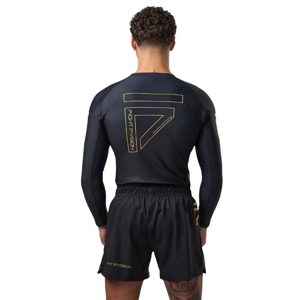 Gym King Sovereign Long Sleeve Rash Guard - Black/Gold-Fight Equipment UK