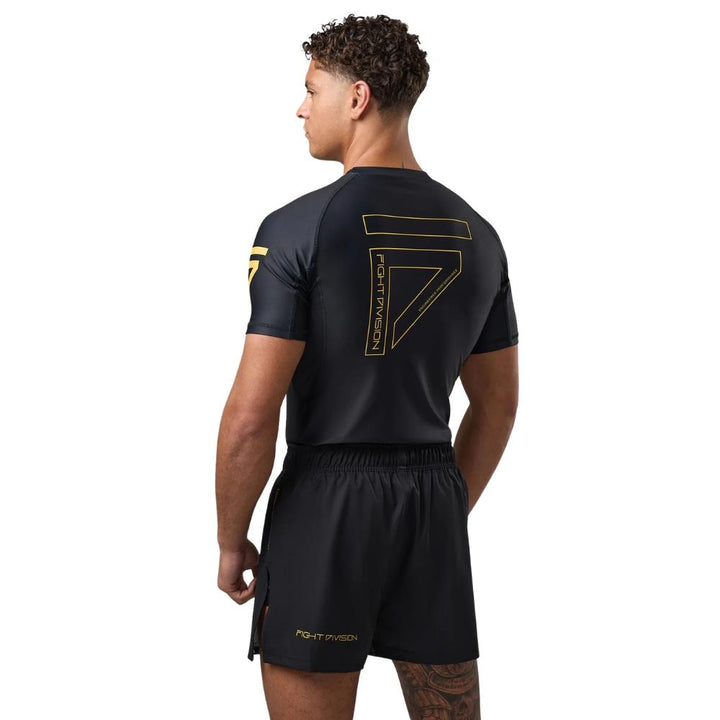 Gym King Sovereign Short Sleeve Rash Guard - Black/Gold-Fight Equipment UK