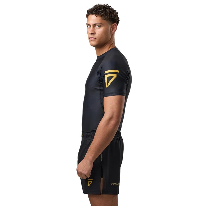 Gym King Sovereign Short Sleeve Rash Guard - Black/Gold-Fight Equipment UK