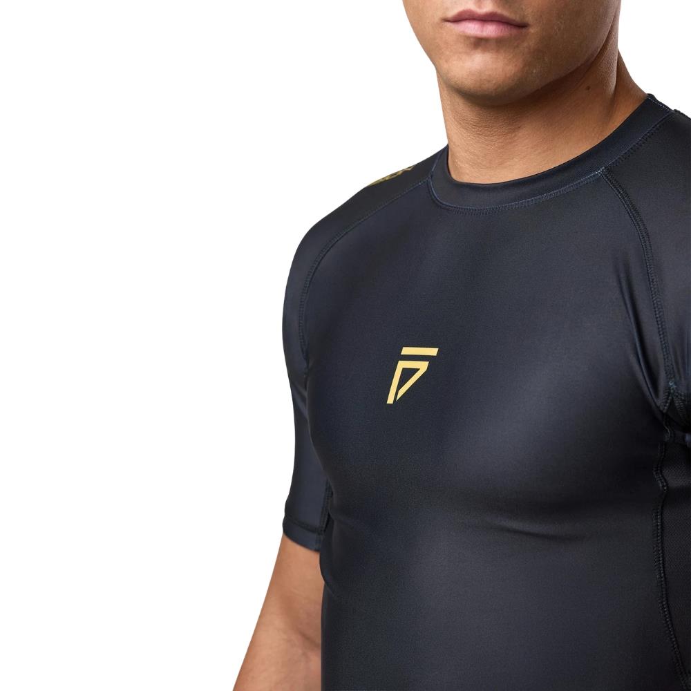 Gym King Sovereign Short Sleeve Rash Guard - Black/Gold-Fight Equipment UK