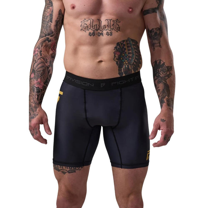 Gym King Sovereign Vale Tudo Compression Short - Black/Gold-Fight Equipment UK