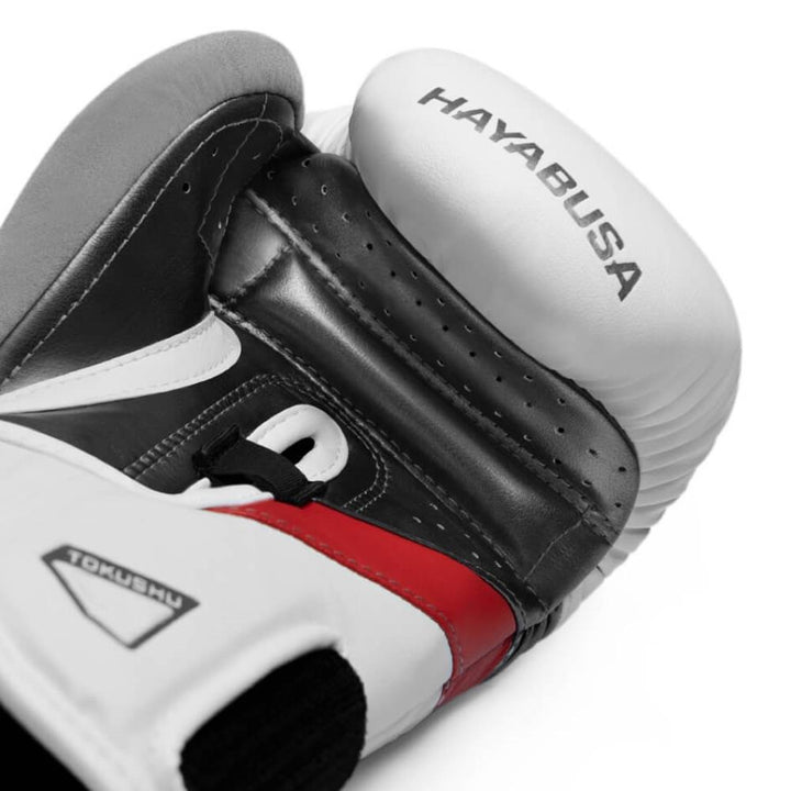 Hayabusa T3 Boxing Gloves - White/Red-FEUK