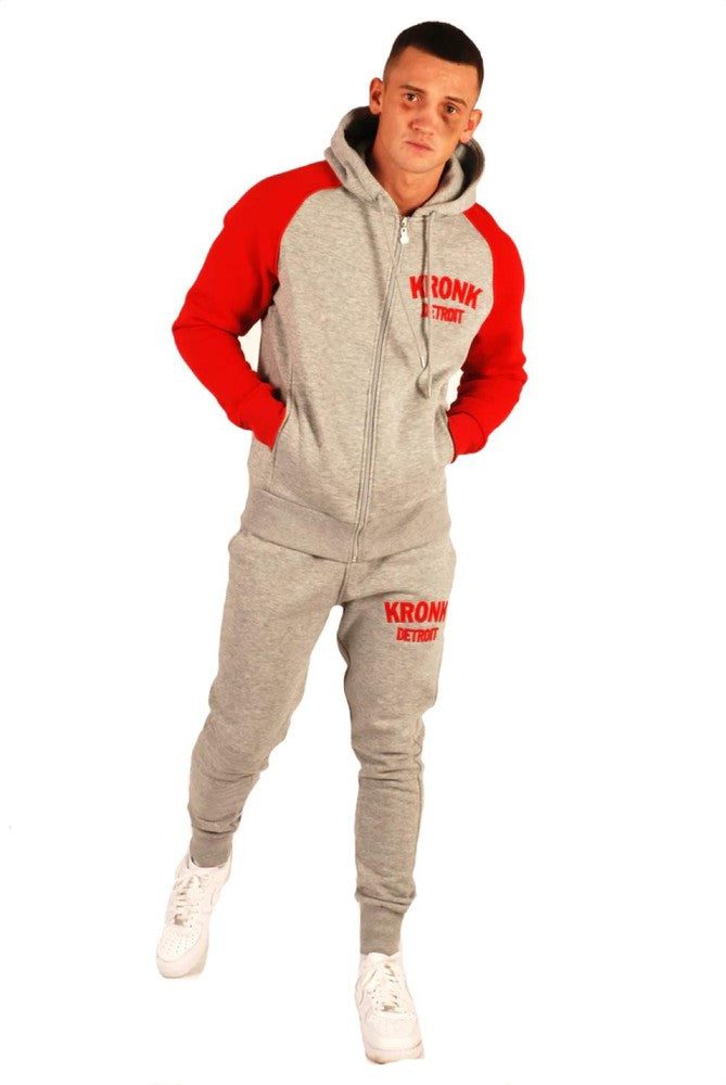 Kronk Detroit Zip Hoodie - Grey/Red-Kronk