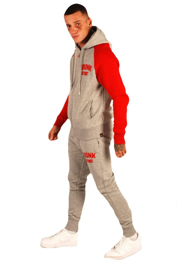 Kronk Detroit Zip Hoodie - Grey/Red-Kronk