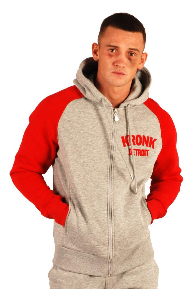 Kronk Detroit Zip Hoodie - Grey/Red-Kronk