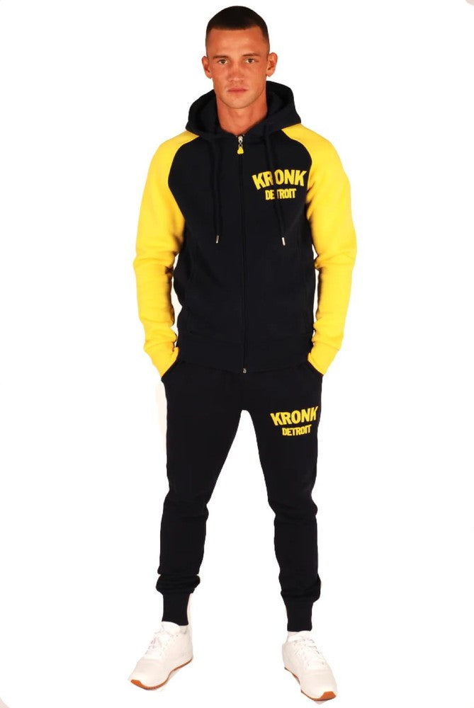 Kronk Detroit Zip Hoodie - Navy Blue/Yellow-Kronk