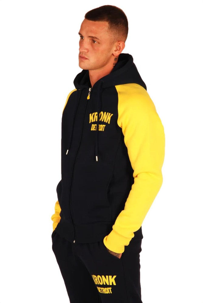 Kronk Detroit Zip Hoodie - Navy Blue/Yellow-Kronk