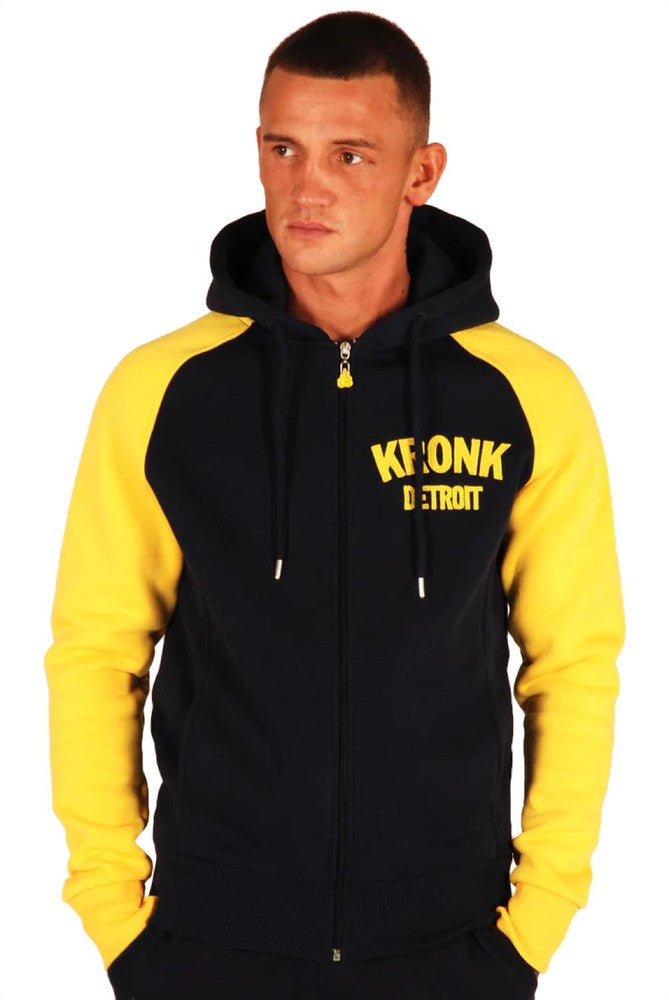 Kronk Detroit Zip Hoodie - Navy Blue/Yellow-Kronk