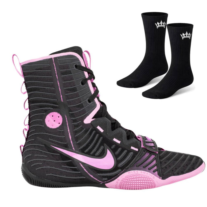 Nike Hyper KO 3 Boxing Boots - Black/Pink - Free Socks-Nike